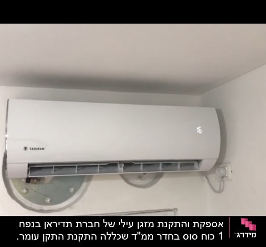 מזגן קיר לבן מותקן על קיר פנימי